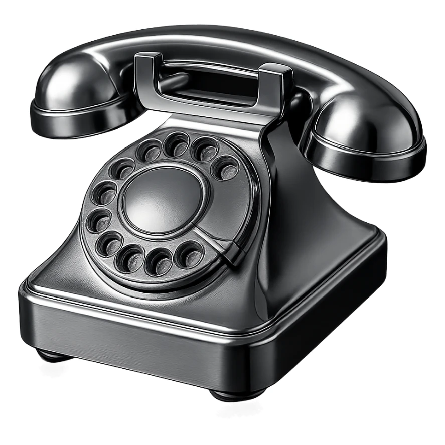 a vintage rotary phone, all chrome, shiny metallic, chrome style, highly reflective, gleaming sticker