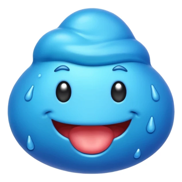 emoji con una textura irregular como un slime y con diferentes tonos de azul sticker