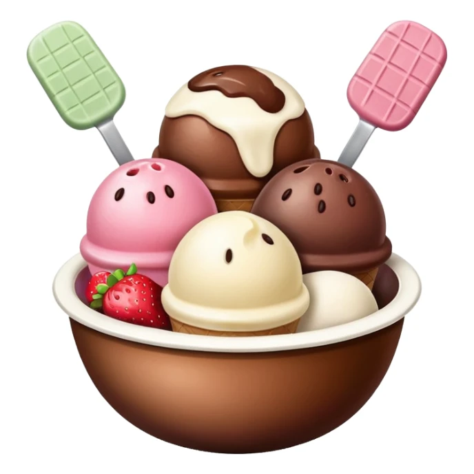 Neapolitan ice cream scoops in a bowl sticker