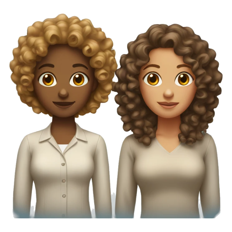 Two tan girls with curly hair sticker