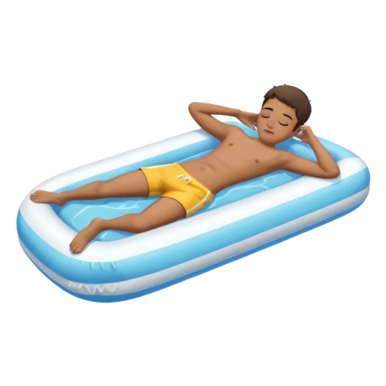 boy sleeping on a float in a swimming pool, full body sticker
