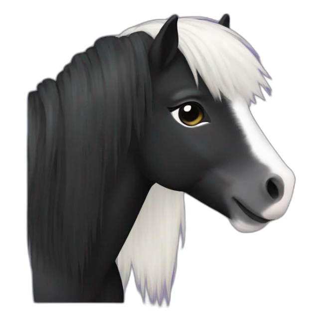 black shetland pony with small white flech on shoulder sticker
