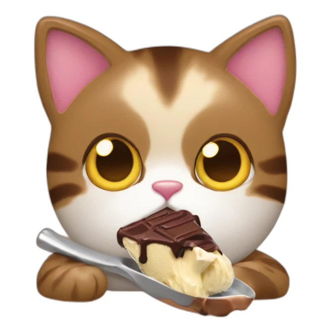 a-cat-eating-chocolate-shaving-icecream sticker
