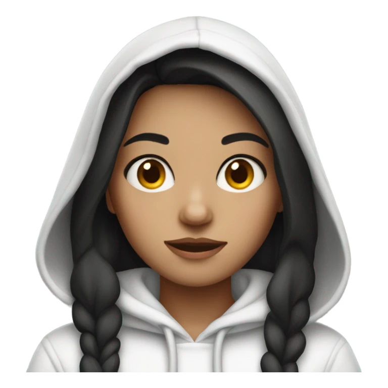 Dark haired girl in a white hoodie  sticker