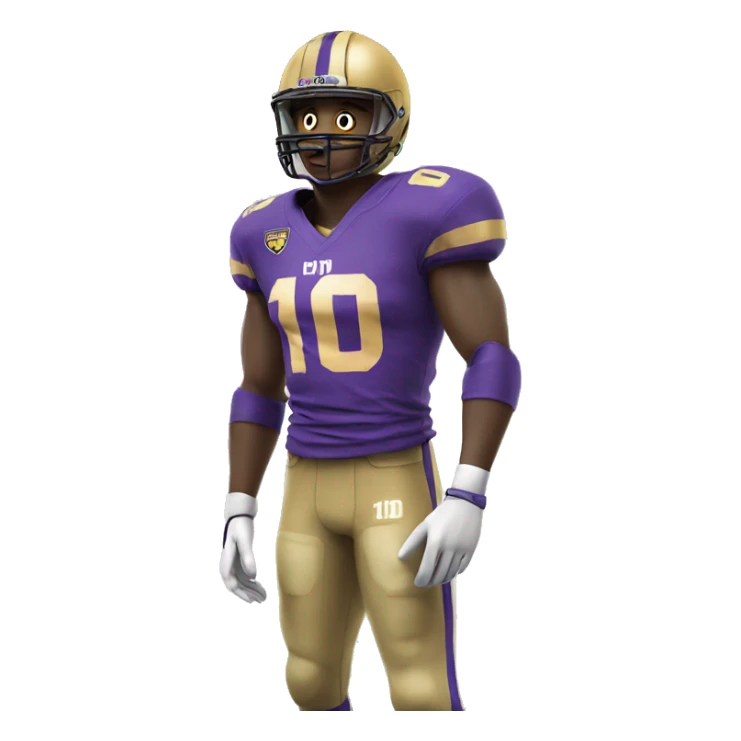 Football player, number 10 wearing purple and gold sticker
