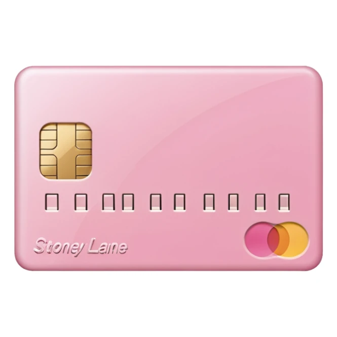 pink credit card that says stoney clover lane sticker