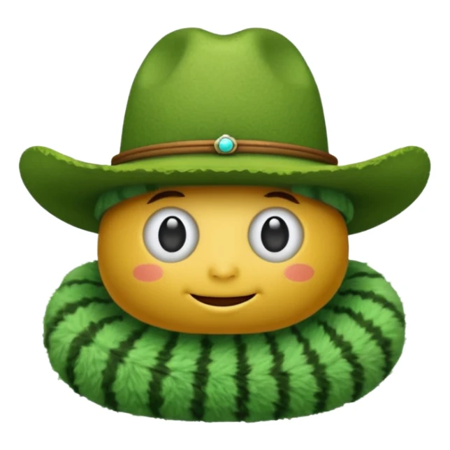 caterpillar emoji with a cowboy hat on sticker