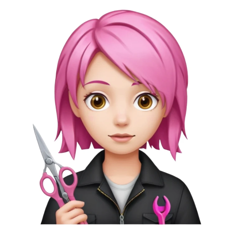 Pink hair scissor sticker
