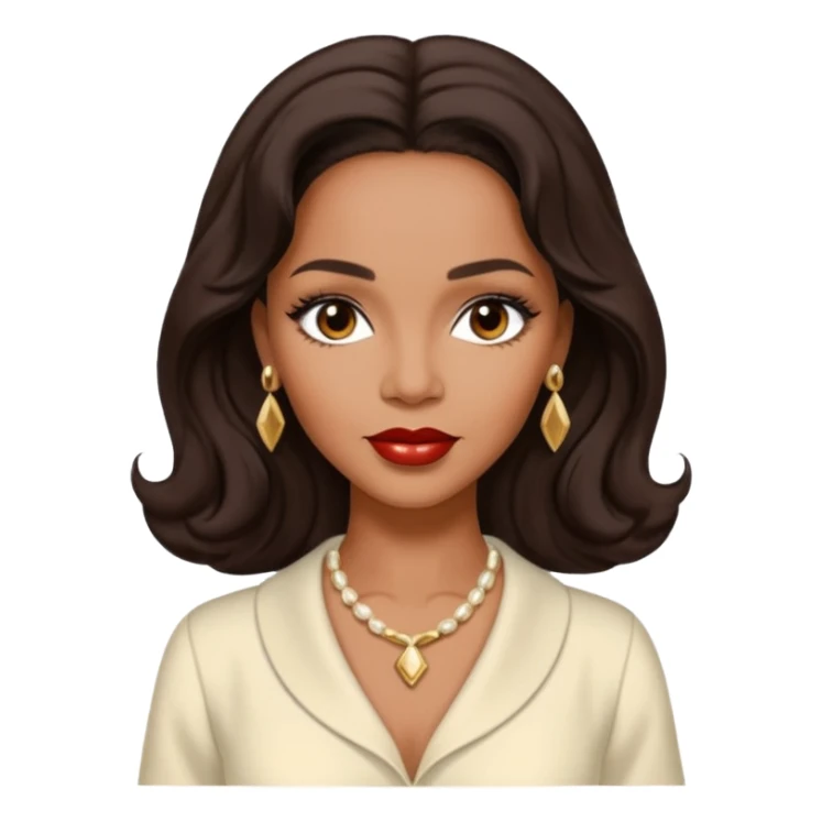 Dorothy Dandridge with long dark brown hair, ivory outfit sticker