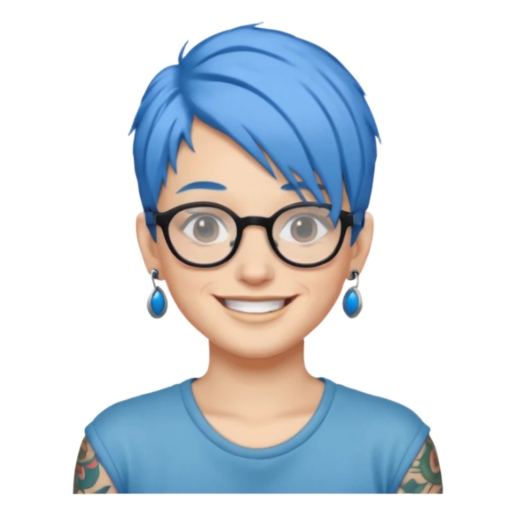 Tattooed & Blue Haired with glasse sticker