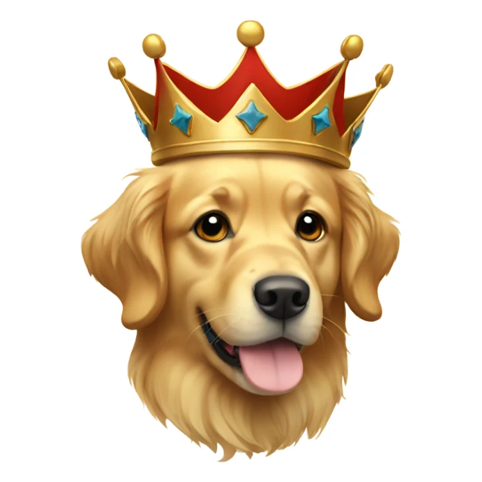Golden retriever emoji with a crown sticker