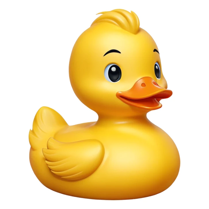 rubber duck with hair showing his thumb sticker