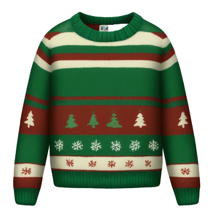 christmas sweater with dark green, dark red, and off-white stripes  sticker