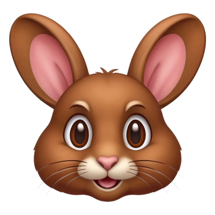 Cinematic Comical Brown Rabbit Portrait Emoji, Head tilted dramatically with an exaggeratedly amused expression, featuring a striking brown fur with lively, twitching ears and wide, expressive brown eyes filled with playful disbelief, Simplified yet hilariously expressive features, highly detailed, glowing with a slightly sassy glow, high shine, dramatic yet playful, stylized with an air of cheeky mischief, bright and endearing, soft glowing outline, capturing the essence of a spirited and over-the-top bunny, so meme-worthy it feels like it could side-eye its way into internet fame instantly! sticker