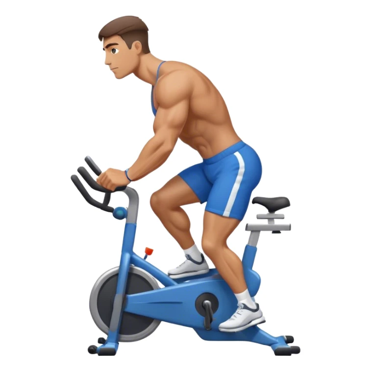 buff guy blue shorts stationary bike sticker