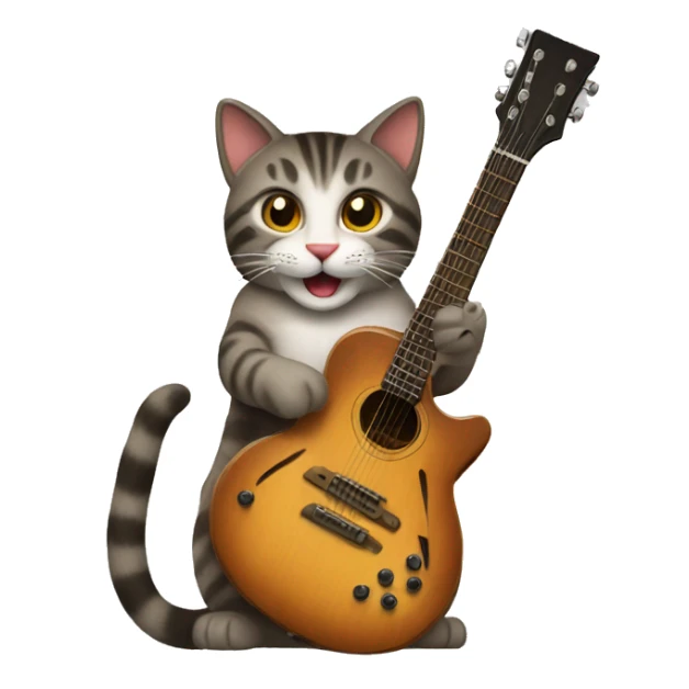 cat playing a fendor guitar sticker