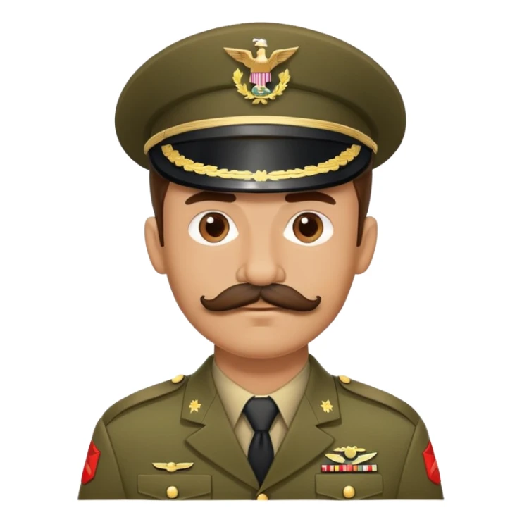 Army soldier with bushy mustache in uniform sticker