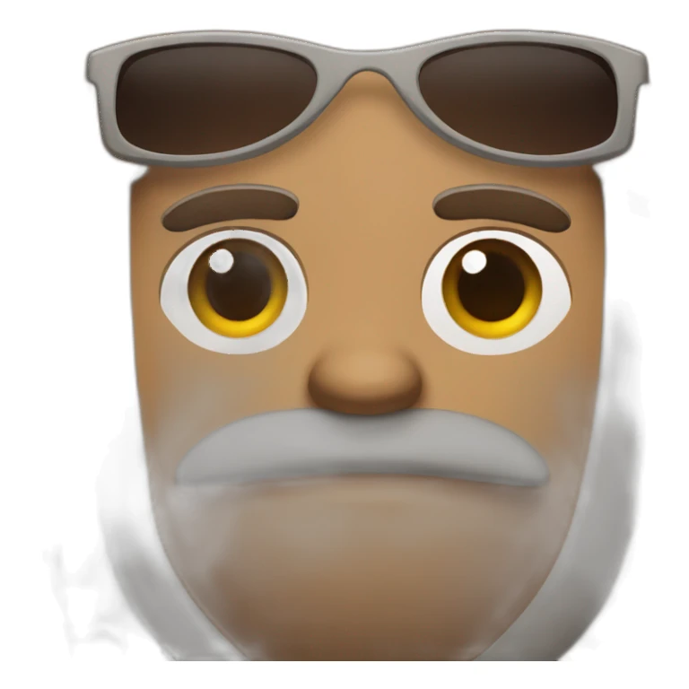 man with brown hear, brown mustache and brown beard. he has sunglasses sticker