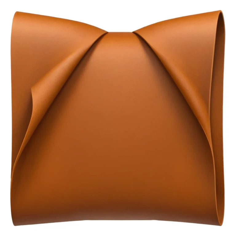 Apple-style 3D emoji of a rolled sheet of industrial leather, smooth surface, deep brown color, soft sheen, folded like fabric, with slight creases showing its texture. sticker