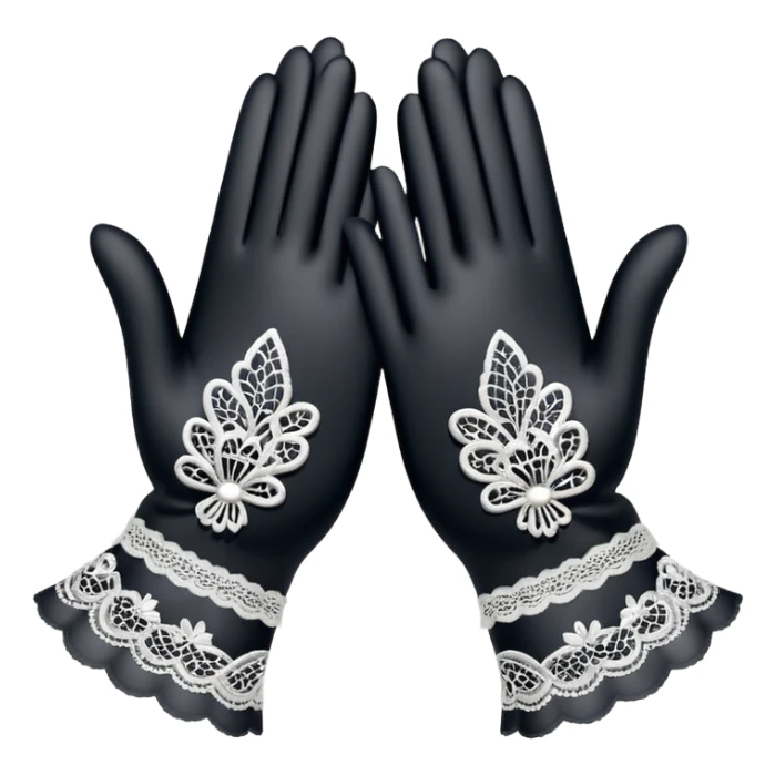 victorian age white gloves with lace sticker