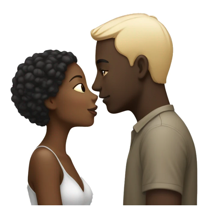 Black girl kissing a white man sticker