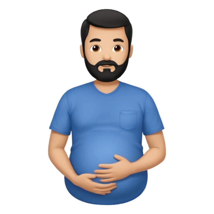 pregnant man with black beard and hair sticker