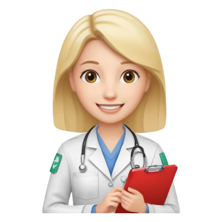 woman medic accepting application for job sticker