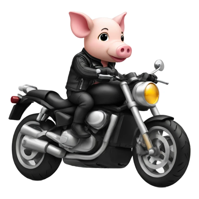 Piglet with Black leather jacket and Black leather cap riding a motorcycle sticker