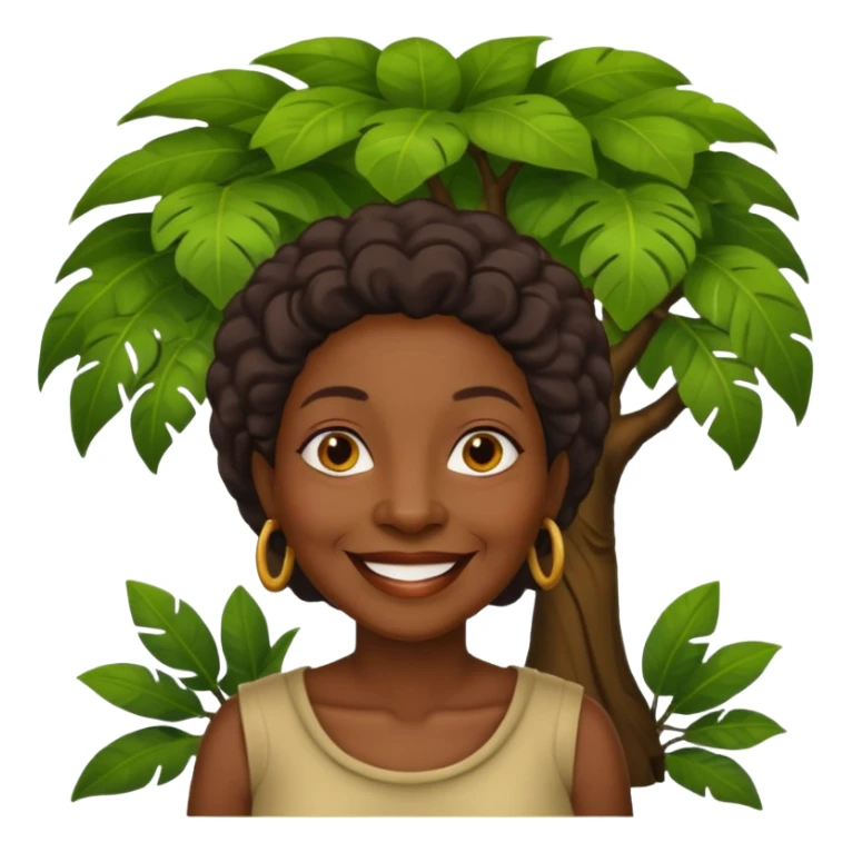 an old black woman with jungle tree sticker