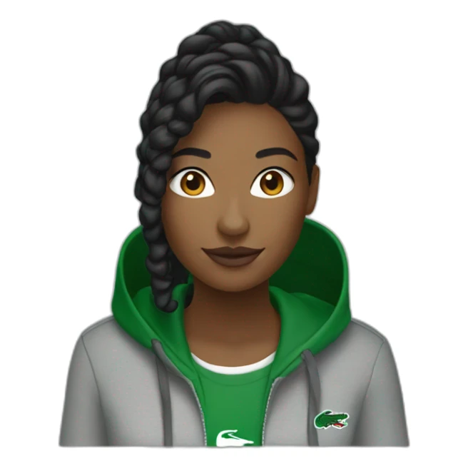 Black ladie using lacoste hoodie sticker