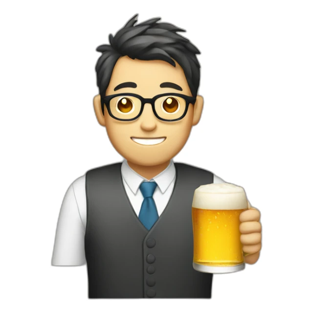 wearing glasses holding beer Japanese sticker