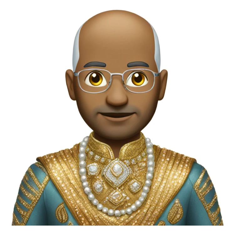Bald Indian dude wearing sparkles sticker