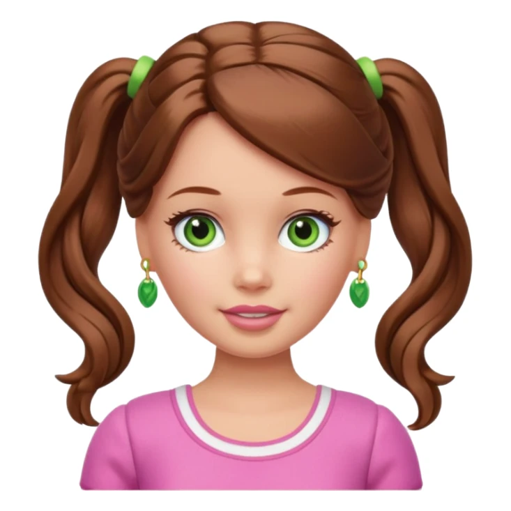Barbie with brown hair in pigtails and green eyes sticker