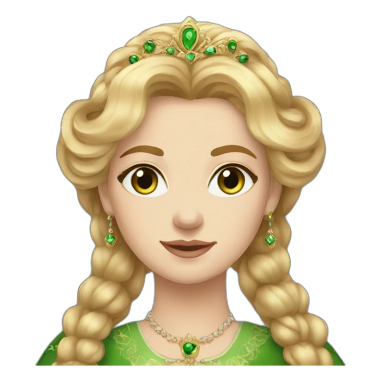 Russian folk Queen anastasia with ginger medium hair, green eyes sticker