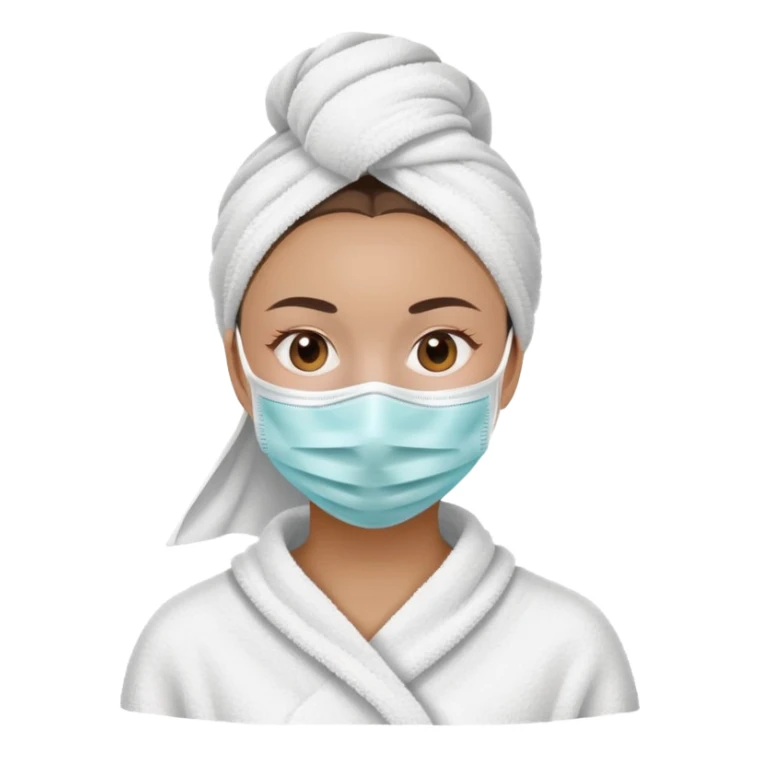 woman doing self care with face mask and towel sticker