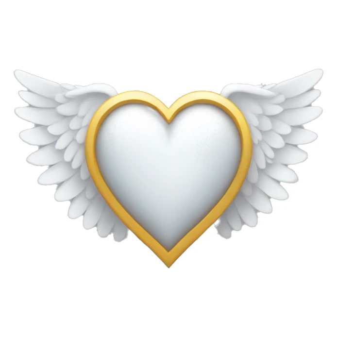 white heart with white wings and a halo sticker