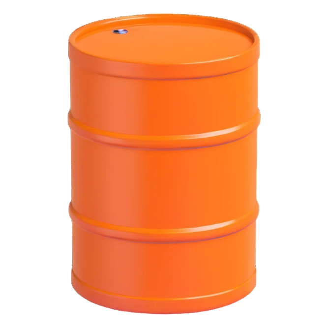 orange road construction barrel with shiny plastic look sticker