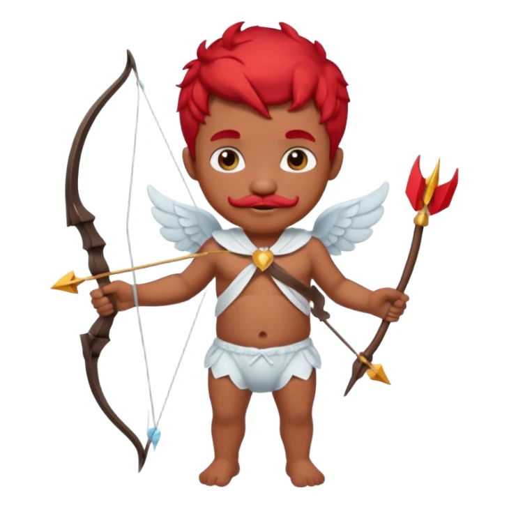 Black cupid with red hair and mustache sticker