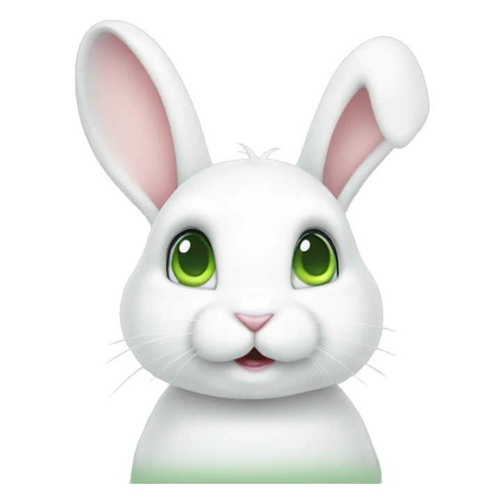 Cute White bunny with light-green eyes and a question mark above her bunny head sticker
