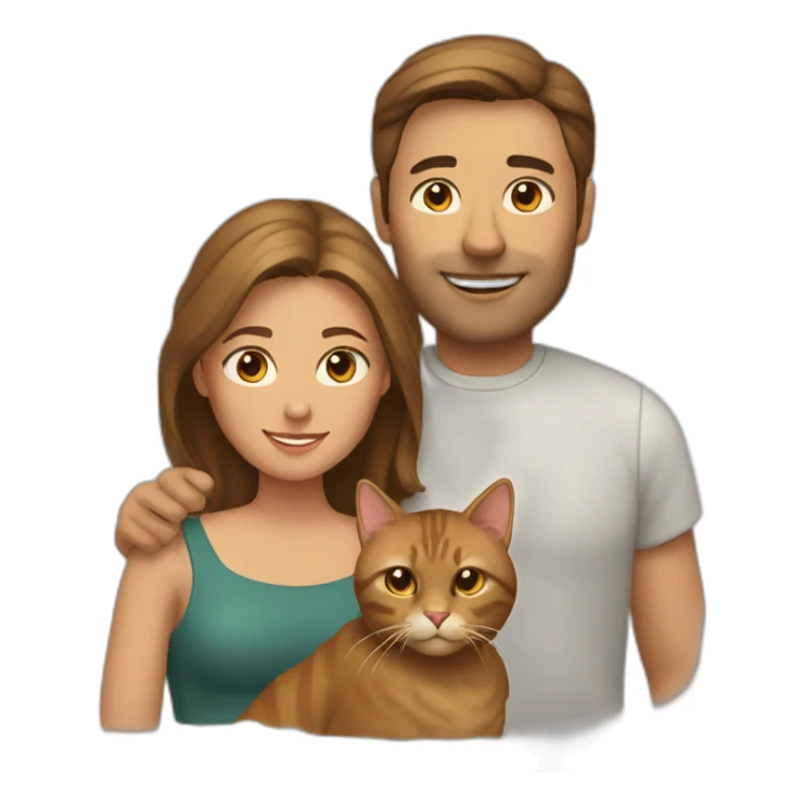 man and woman with brown cat sticker