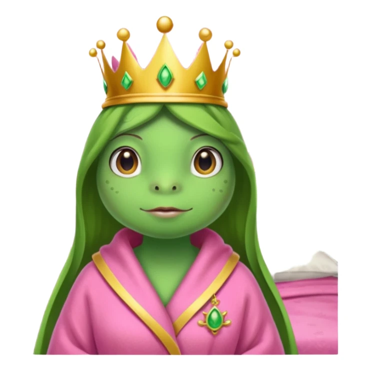 Princesse frog in her bedroom with pink robe sticker