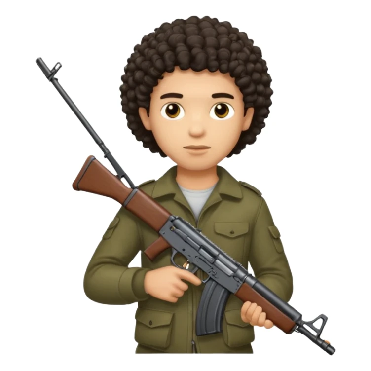 AK47 in hand, light skin male with curly hair  sticker