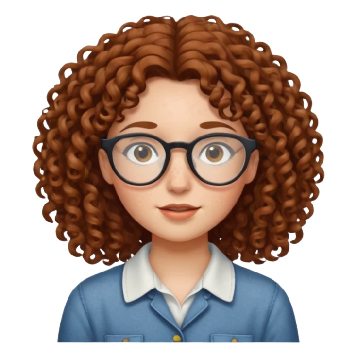 freckled girl with curly hair with glasses sticker