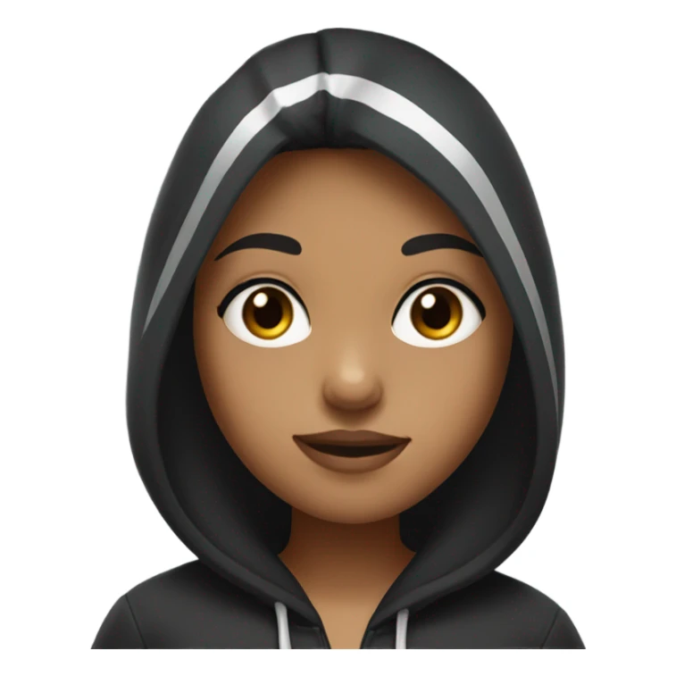 a girl who had black wolfcut and long lashes and black hoodie sticker