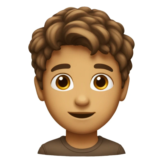 emoji de niño con pelo castaño y ojos marrones sticker