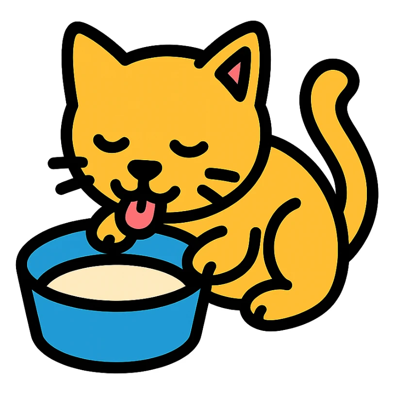 cat drinking milk icon with color and black outlines sticker