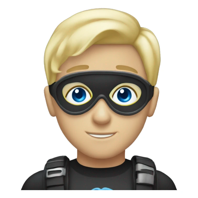 blue eyed boy blonde hair with a scuba mask sticker