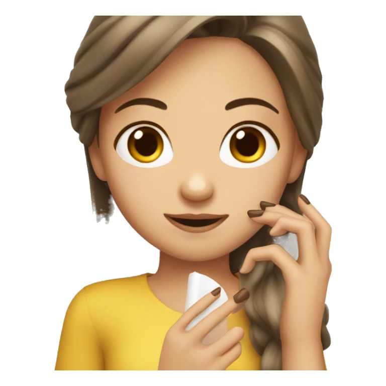 a white, brown-haired girl filing her nails sticker