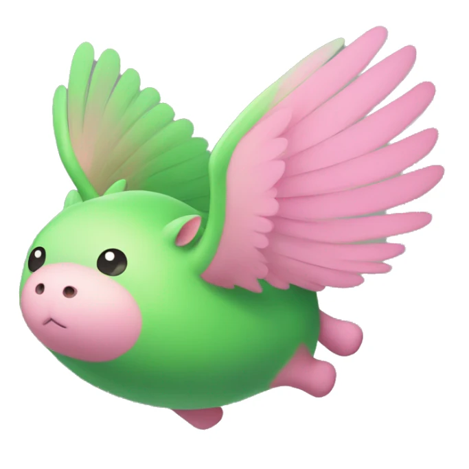 A fat cute green and pink flying animal  sticker