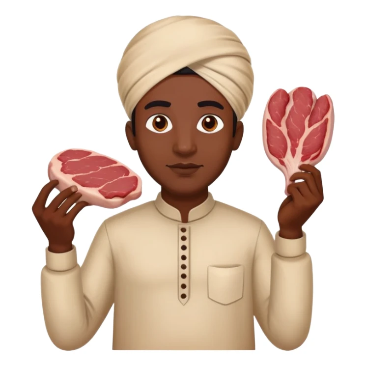 A black Indian man holds meat in his hands sticker